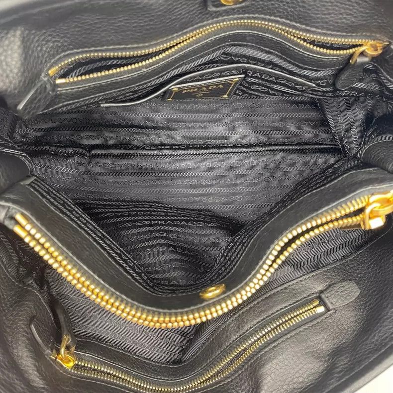 Prada Prada Black Nylon Tote Bag with Gold Accents Size ONE SIZE - 9 Thumbnail