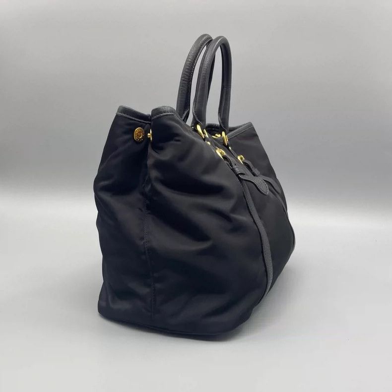 Prada Prada Black Nylon Tote Bag with Gold Accents Size ONE SIZE - 8 Thumbnail