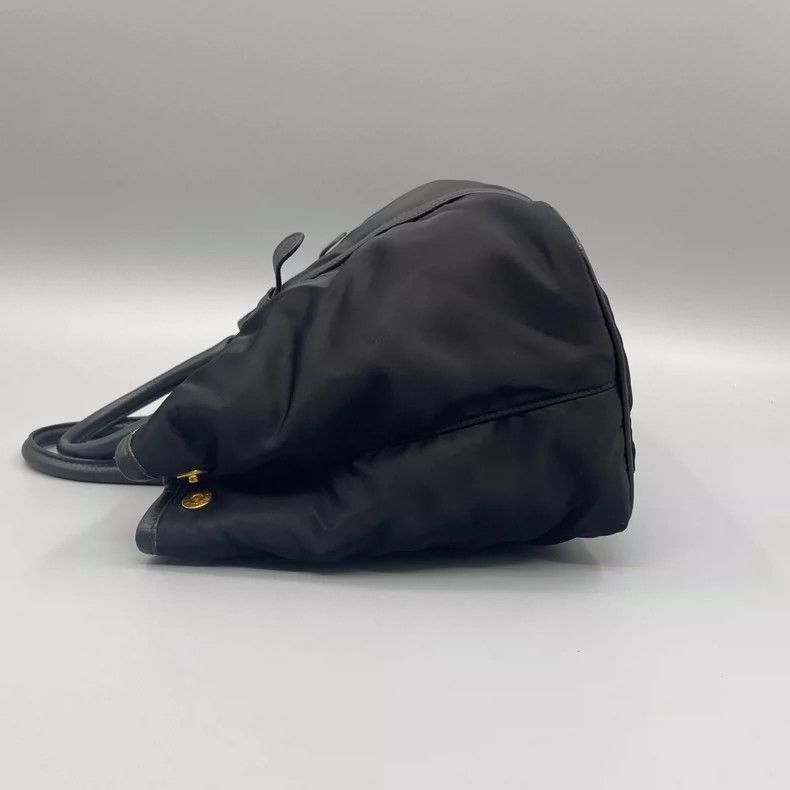 Prada Prada Black Nylon Tote Bag with Gold Accents Size ONE SIZE - 4 Thumbnail
