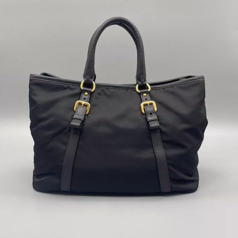 Prada Prada Black Nylon Tote Bag with Gold Accents Size ONE SIZE - 2 Thumbnail