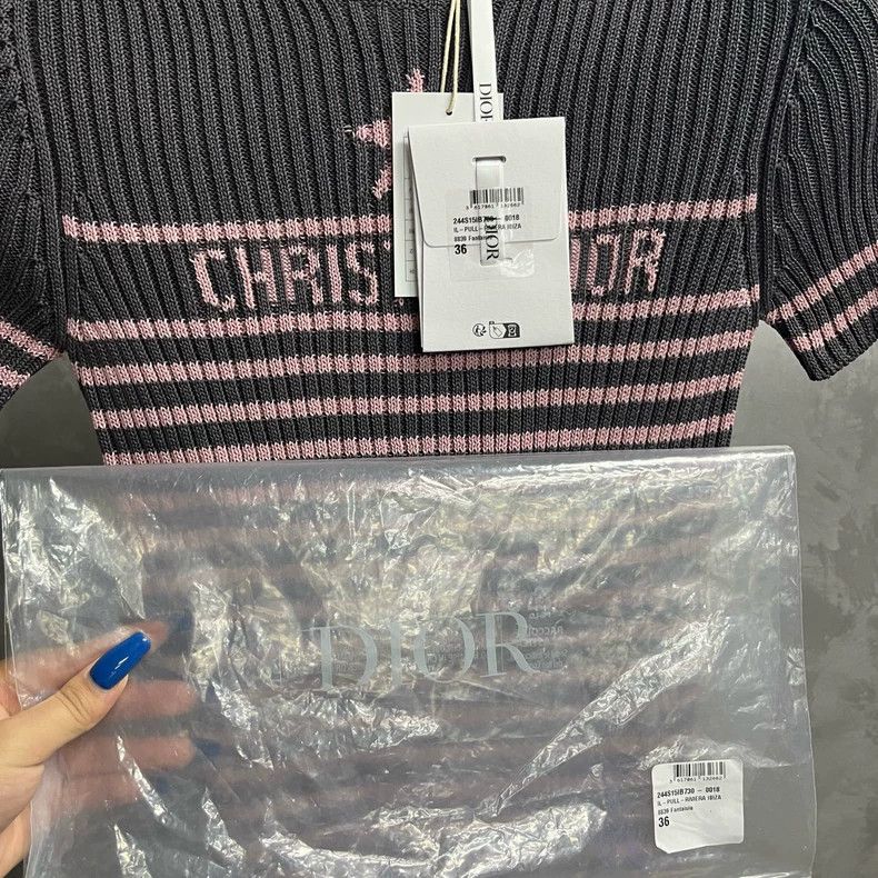Dior Christian Dior Striped Short Sleeve Knit Top Size US S / EU 44-46 / 1 - 6 Thumbnail