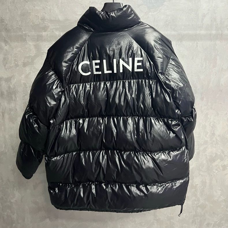 Celine Black Logo Print Stand Collar Down Jacket Size US L / EU 52-54 / 3 - 5 Thumbnail