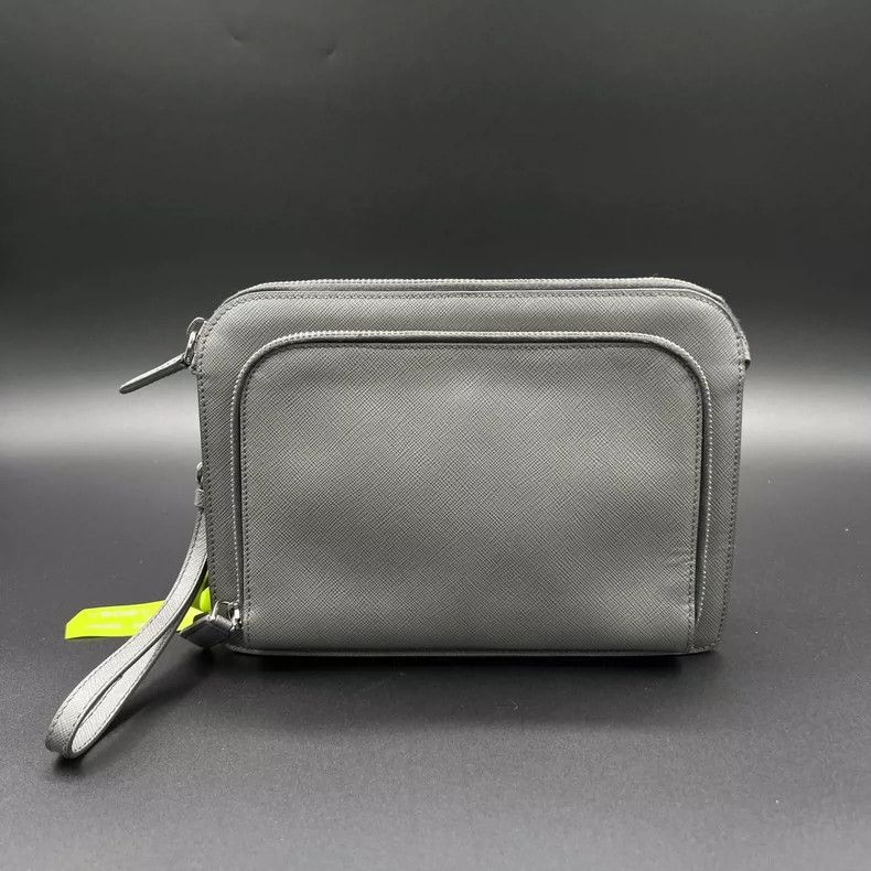 Prada PRADA Gray Triangular Logo Clutch Bag Size ONE SIZE - 2 Thumbnail