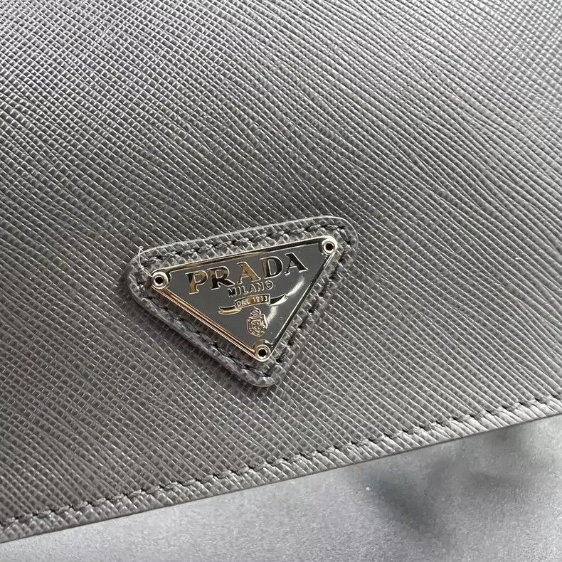 Prada PRADA Gray Triangular Logo Clutch Bag Size ONE SIZE - 3 Thumbnail