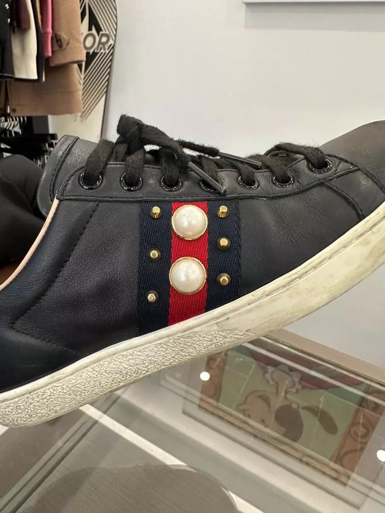Gucci Gucci Black Pearl Studded Women's Sneakers Size US 7.5 / EU 40-41 - 6 Thumbnail