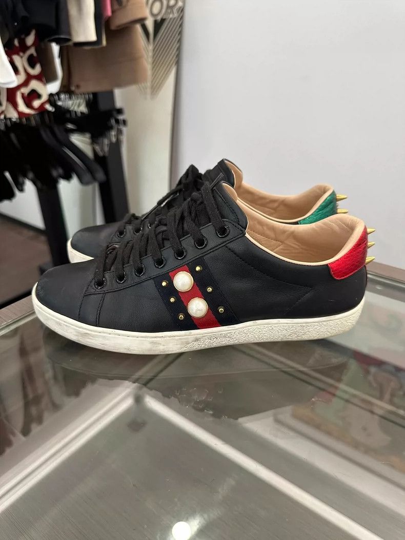 Gucci Gucci Black Pearl Studded Women's Sneakers Size US 7.5 / EU 40-41 - 3 Thumbnail