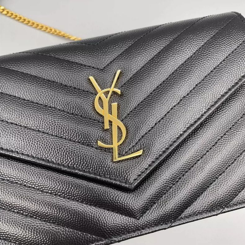 Yves Saint Laurent YSL Black Caviar Leather Envelope Crossbody Bag Size ONE SIZE - 6 Thumbnail