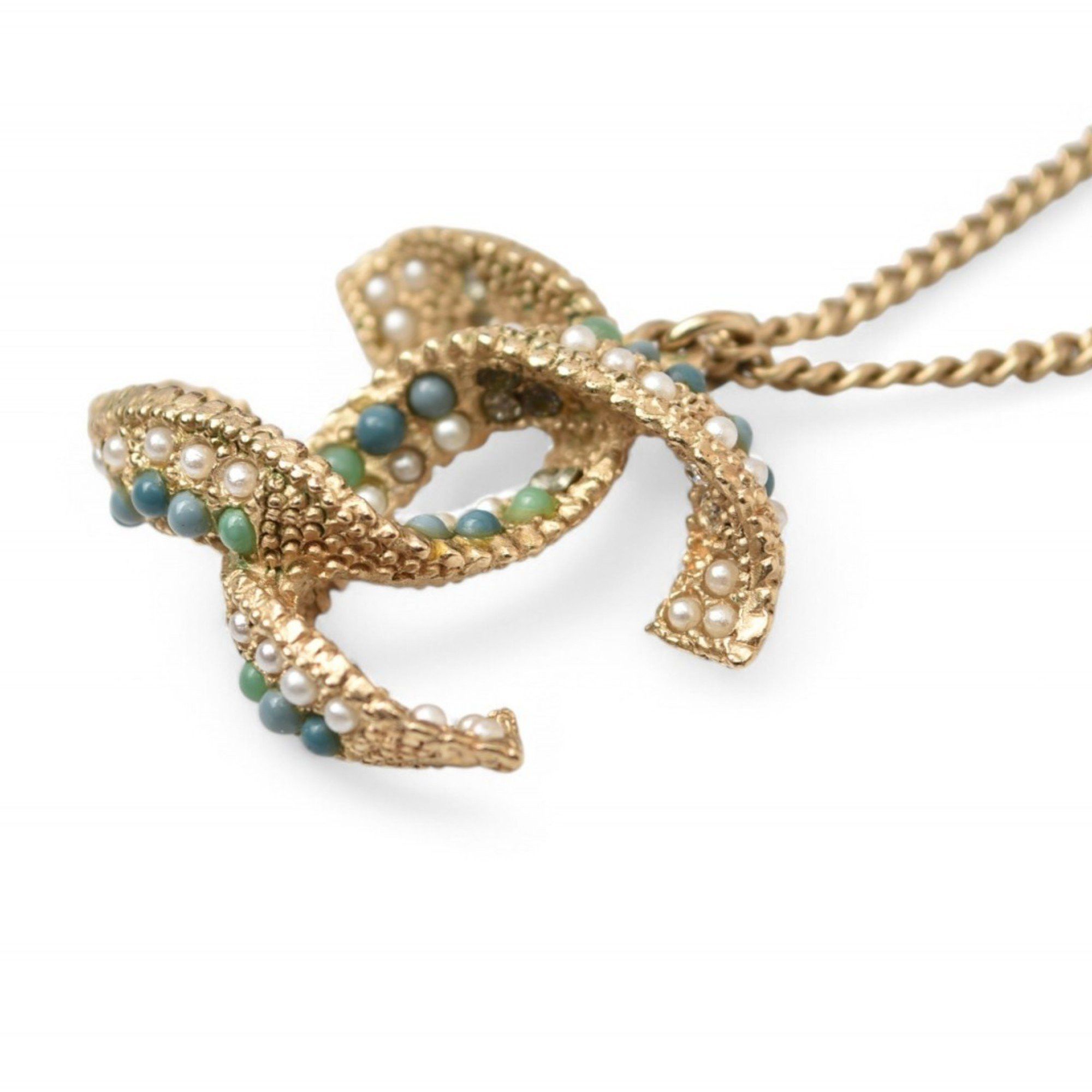 Chanel Chanel Necklace Pendant 2way CHANEL Coco Mark CC Color Stone Gold A15 Size ONE SIZE - 3 Thumbnail
