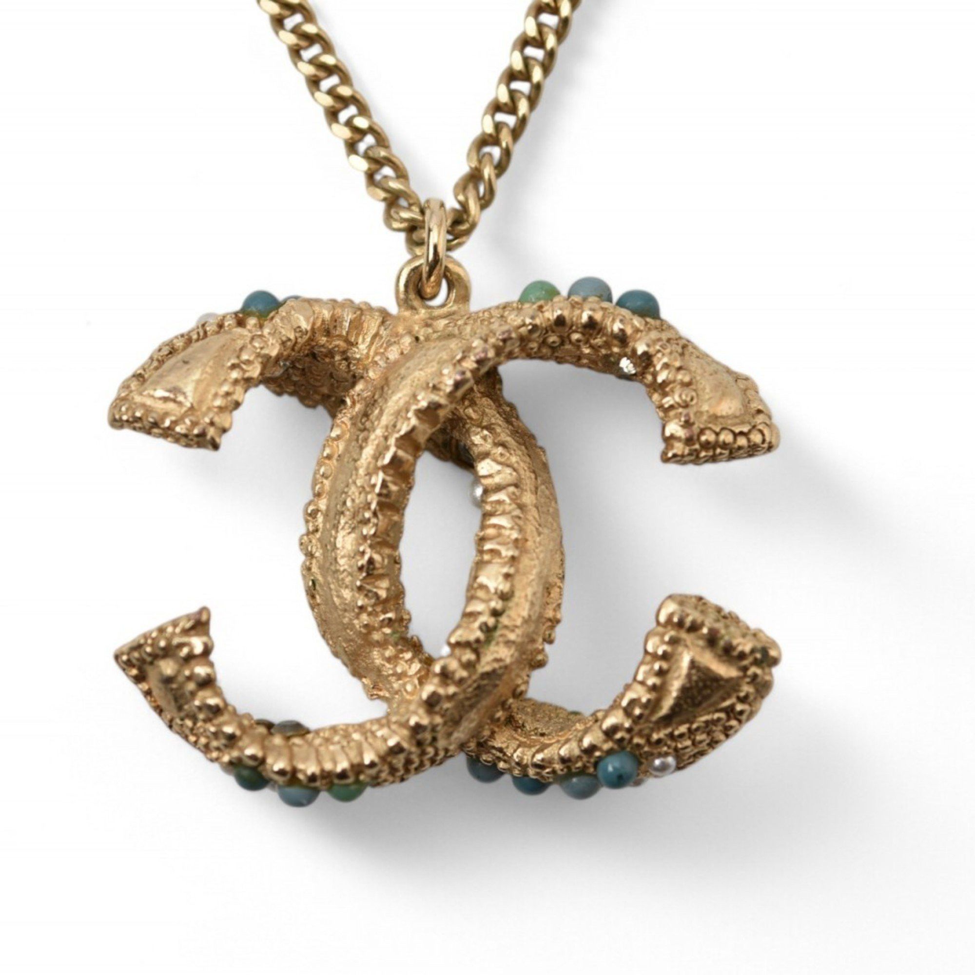Chanel Chanel Necklace Pendant 2way CHANEL Coco Mark CC Color Stone Gold A15 Size ONE SIZE - 4 Thumbnail