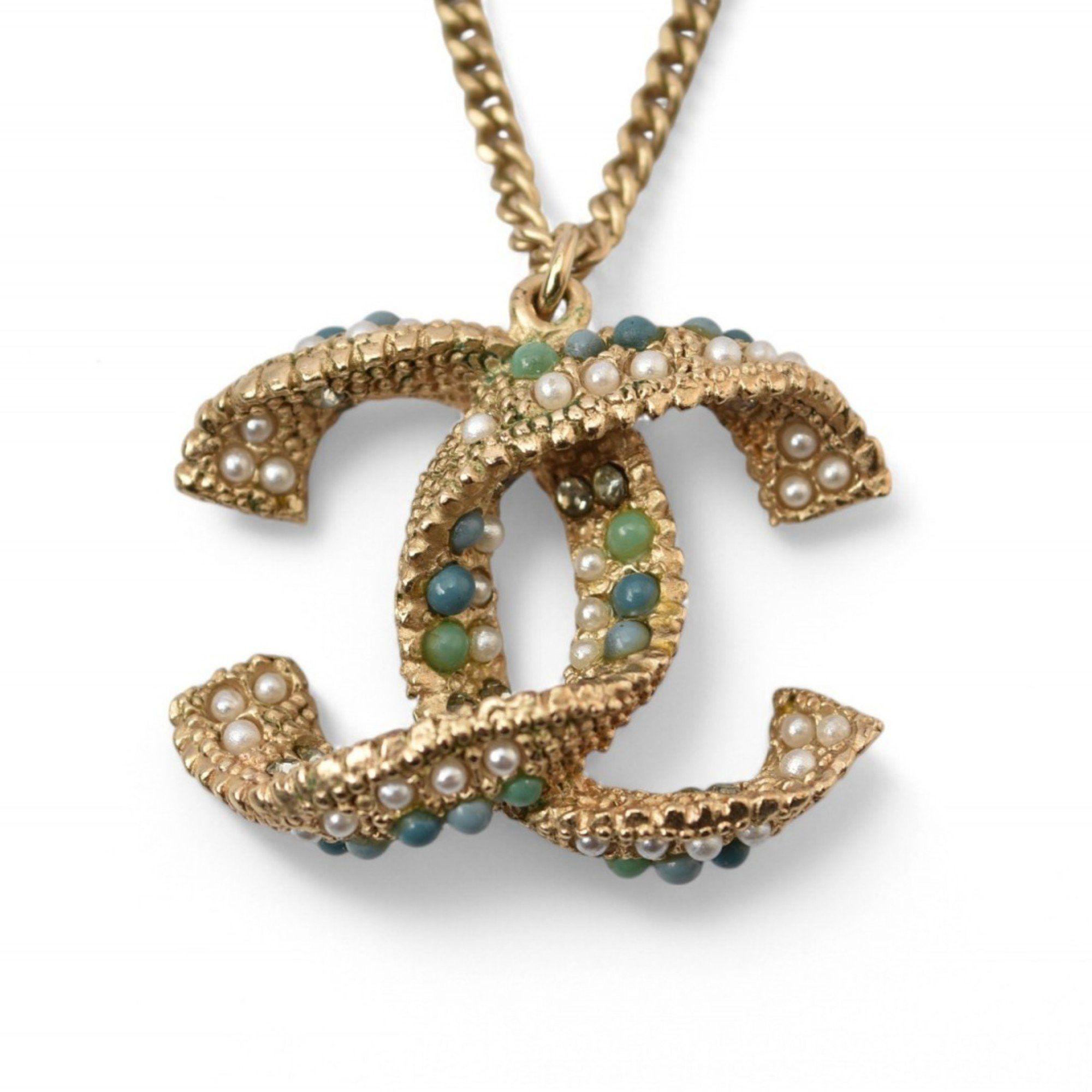 Chanel Chanel Necklace Pendant 2way CHANEL Coco Mark CC Color Stone Gold A15 Size ONE SIZE - 8 Thumbnail