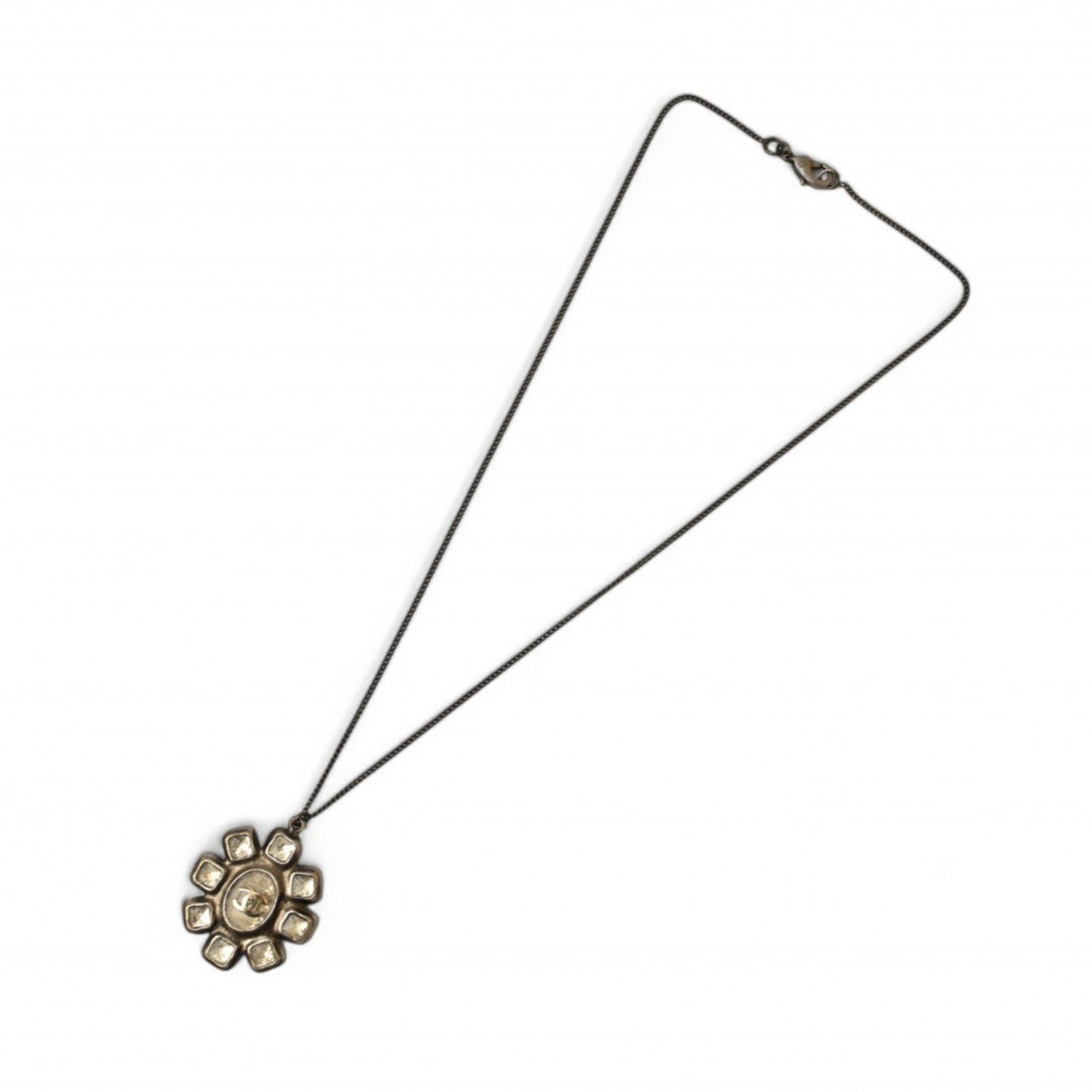 Chanel Chanel Necklace Pendant CHANEL Coco Mark CC Rhinestone Gunmetal 10C Size ONE SIZE - 4 Thumbnail