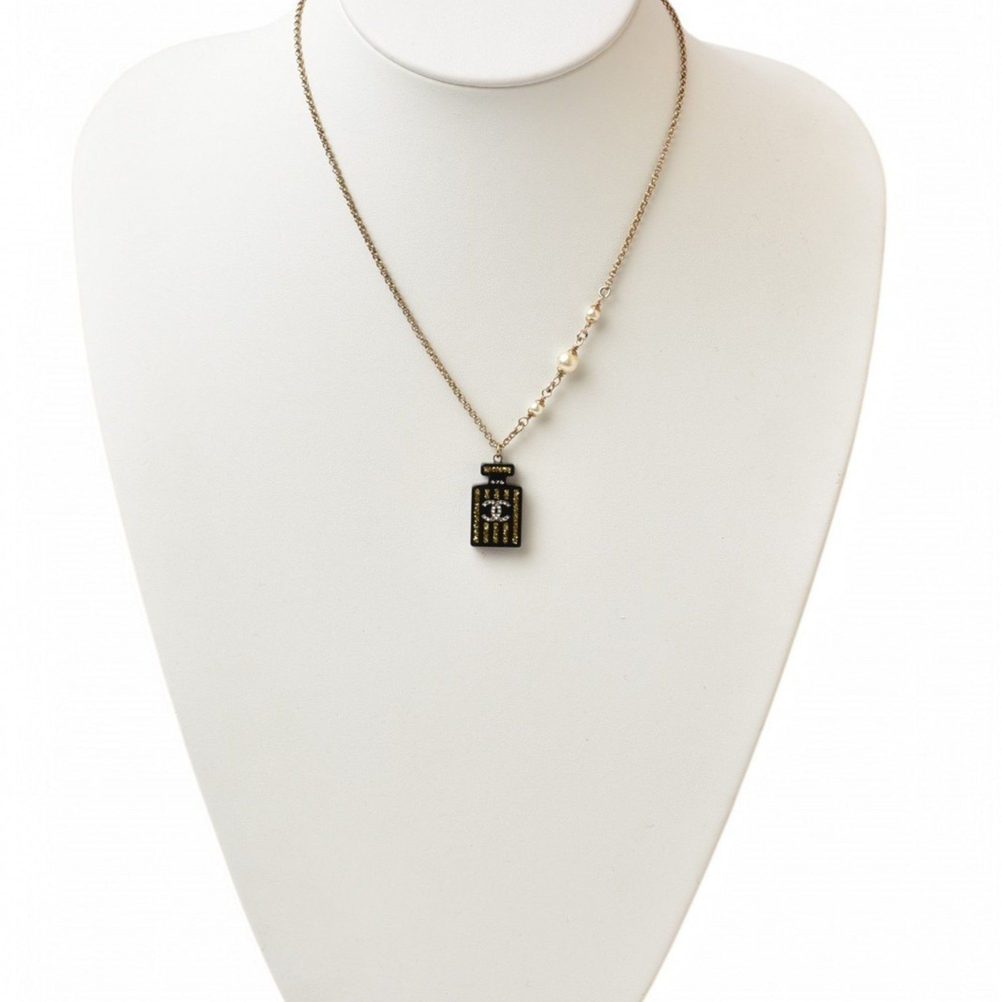 Chanel Chanel Necklace Pendant CHANEL Coco Mark Bottle Motif Rhinestone Gold Black Size ONE SIZE - 6 Thumbnail