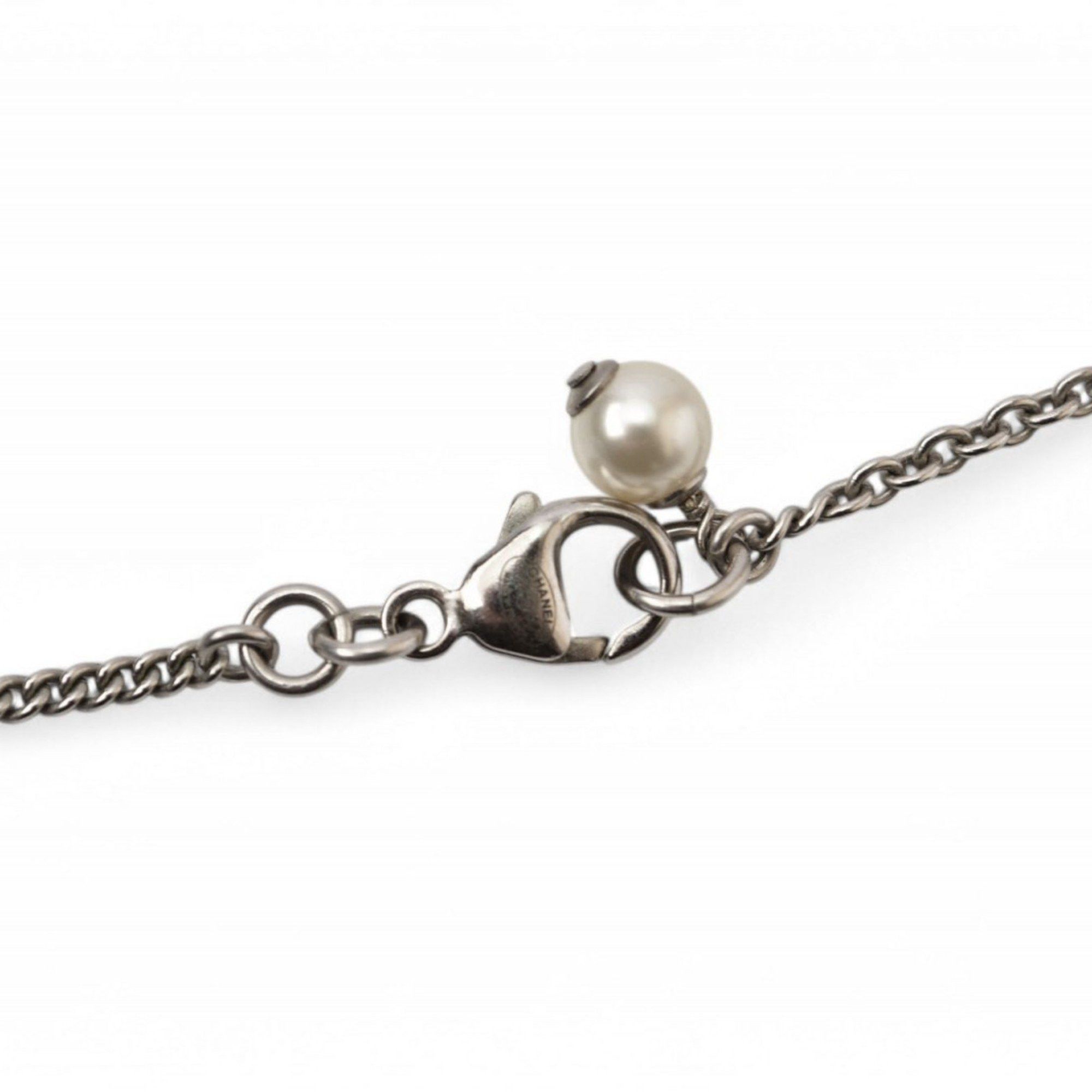 Chanel Chanel Necklace Pendant 2way CHANEL Coco Mark CC Rhinestone Pearl Motif Silver 20A Size ONE SIZE - 5 Thumbnail