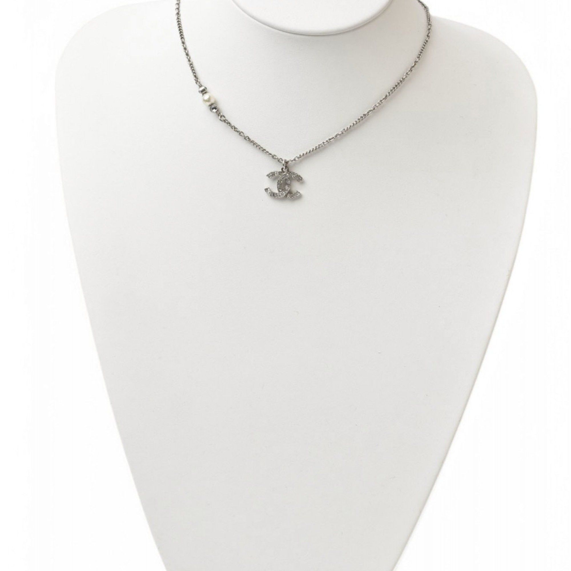 Chanel Chanel Necklace Pendant 2way CHANEL Coco Mark CC Rhinestone Pearl Motif Silver 20A Size ONE SIZE - 9 Thumbnail