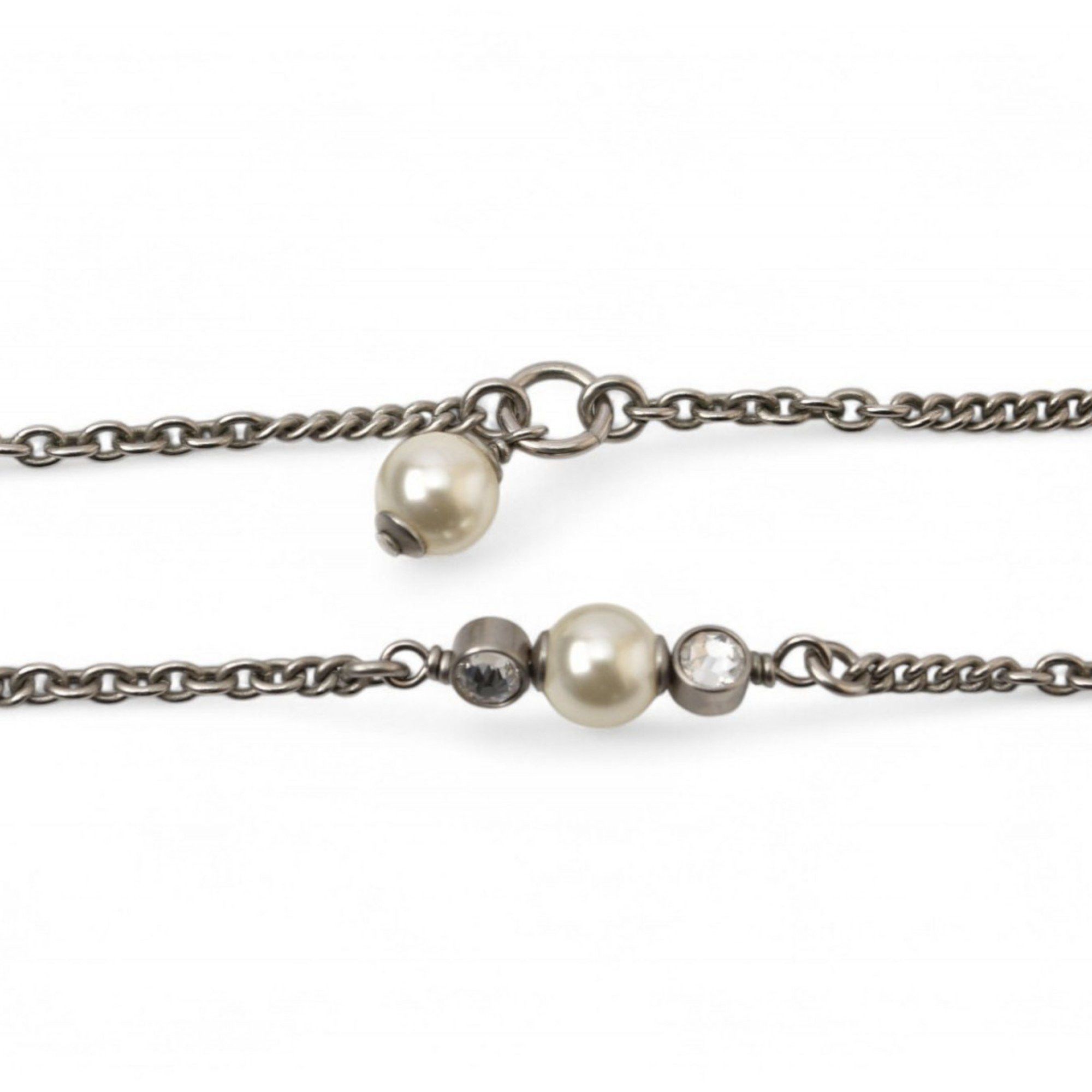 Chanel Chanel Necklace Pendant 2way CHANEL Coco Mark CC Rhinestone Pearl Motif Silver 20A Size ONE SIZE - 4 Thumbnail