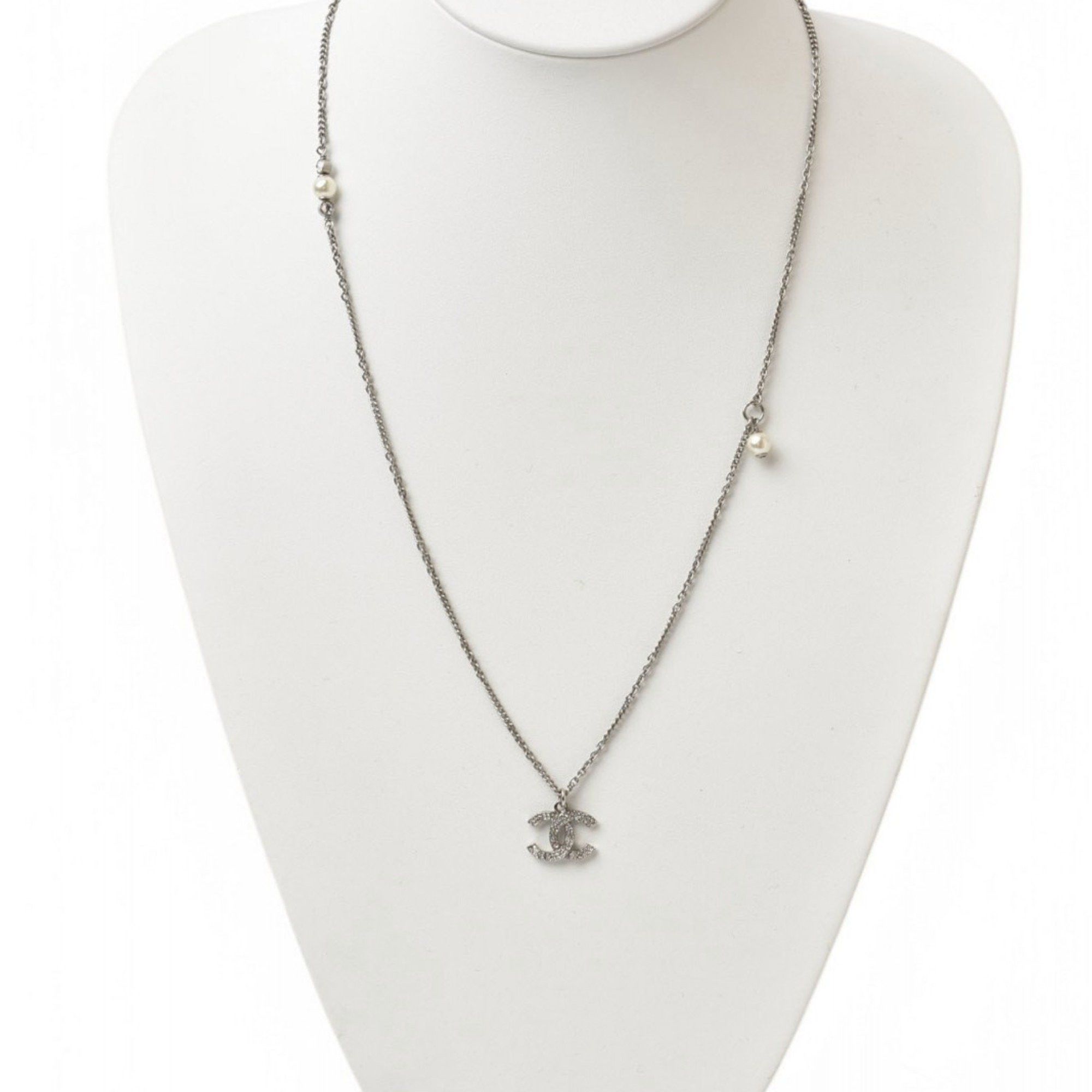 Chanel Chanel Necklace Pendant 2way CHANEL Coco Mark CC Rhinestone Pearl Motif Silver 20A Size ONE SIZE - 8 Thumbnail