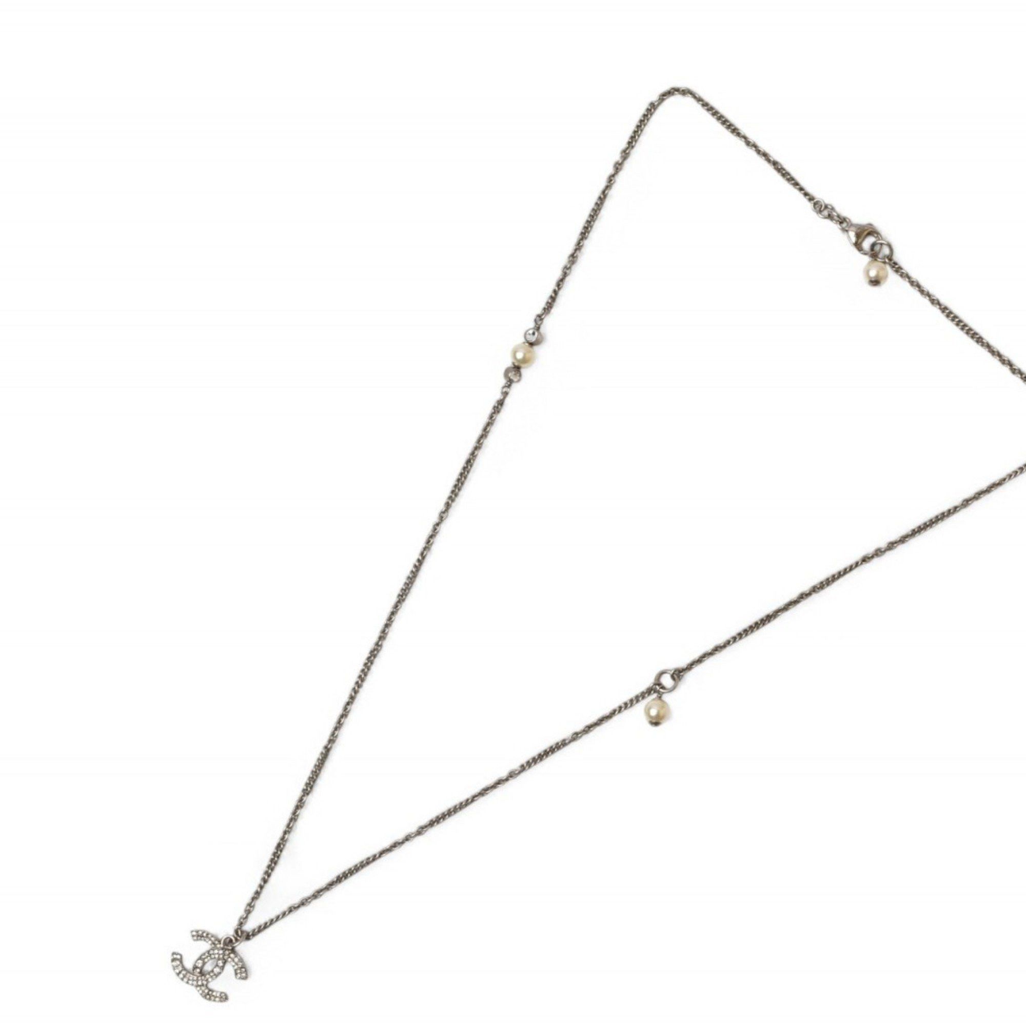 Chanel Chanel Necklace Pendant 2way CHANEL Coco Mark CC Rhinestone Pearl Motif Silver 20A Size ONE SIZE - 6 Thumbnail