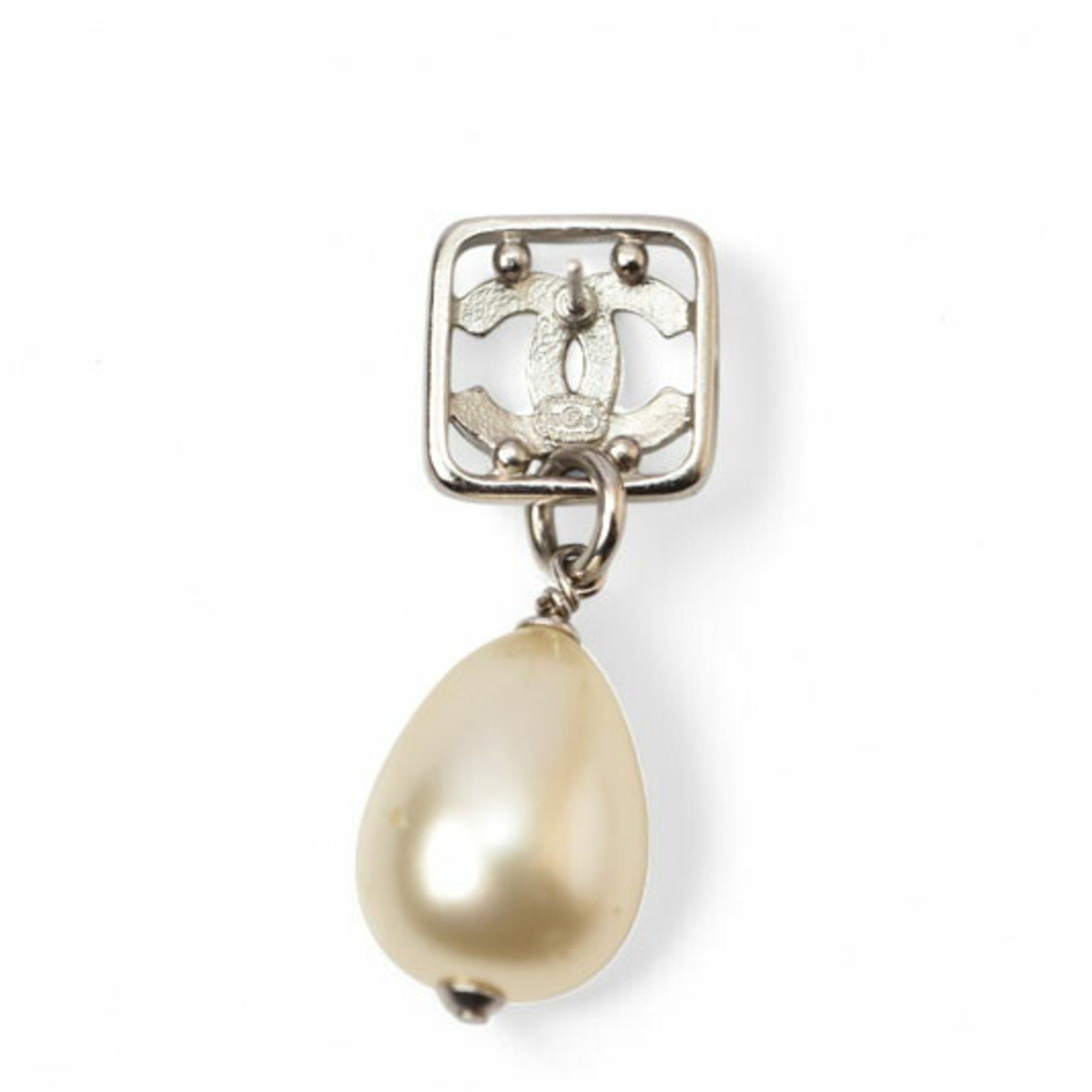 Chanel Chanel Earrings CHANEL CC Motif Coco Mark Rhinestone Swing Pearl Silver White F20 Size ONE SIZE - 4 Thumbnail