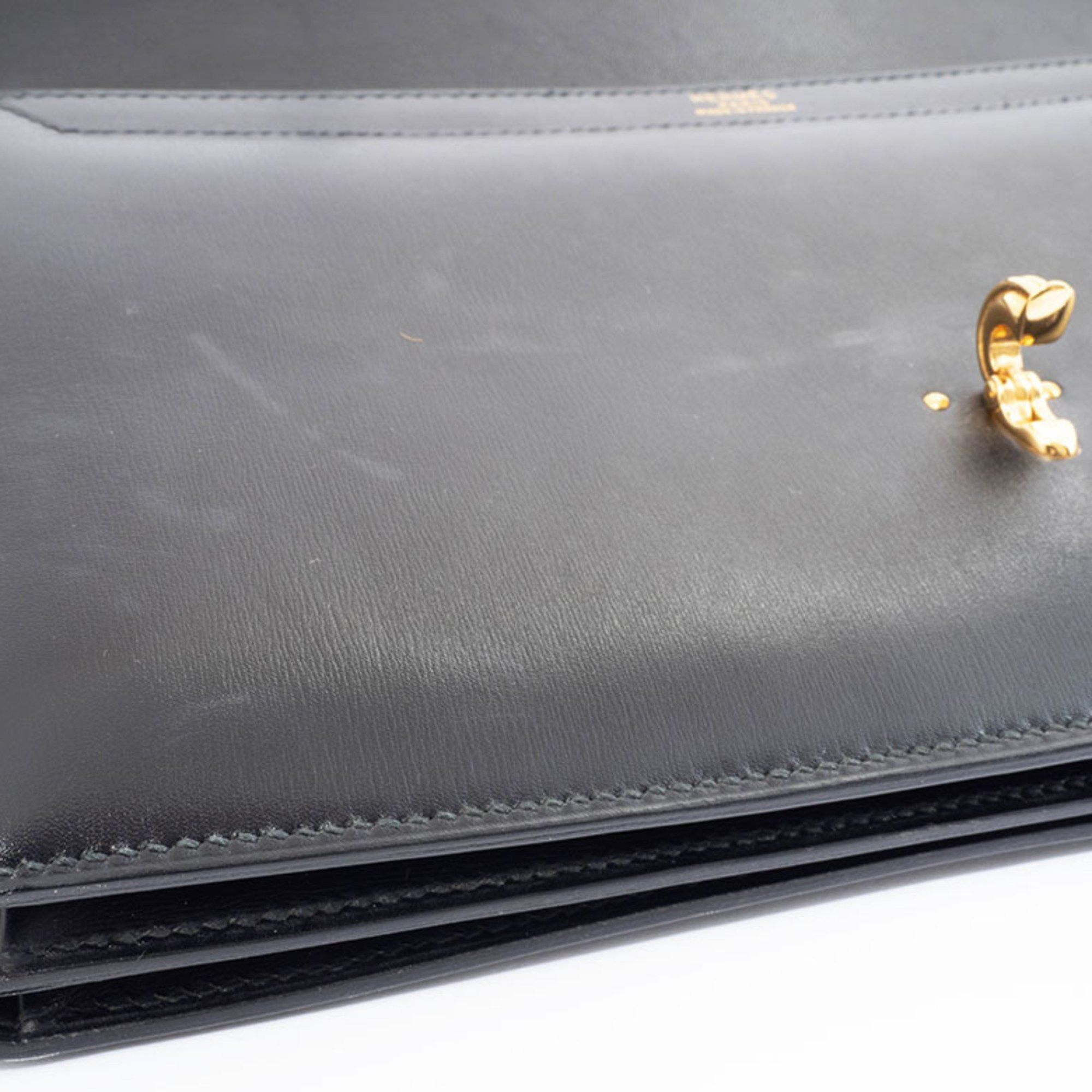 Hermes Hermes Cordrière Handbag Box Calf Black Women's A5 Storage HERMES Size ONE SIZE - 4 Thumbnail