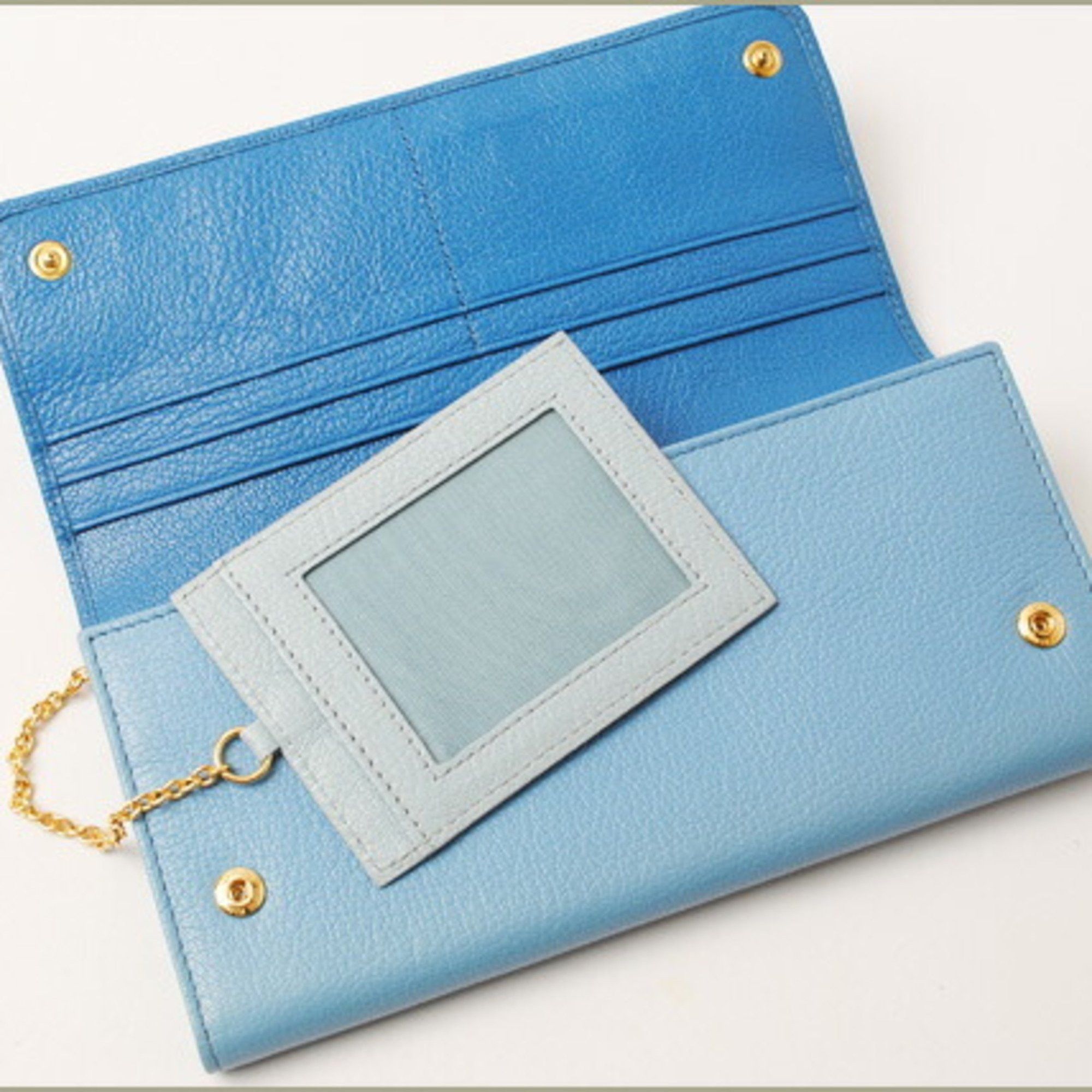 Miu Miu Miu Miu Miu Wallet miumiu pass 5MH109 MADRAS MAREA MARE Blue Light Unused Damaged Size ONE SIZE - 4 Thumbnail