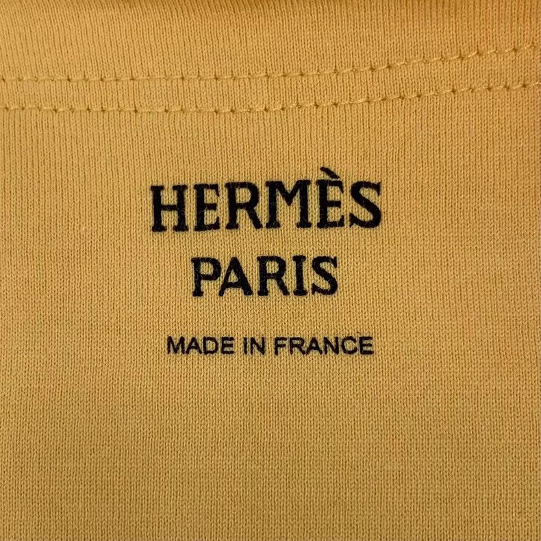 Hermes Hermes Yellow Logo Embroidered Cotton Tee Size US XXS / EU 40 - 5 Thumbnail