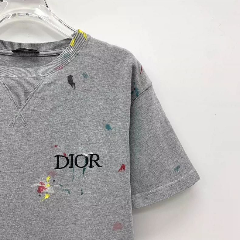 Dior Gray Dior T-Shirt with Paint Splatter Size US S / EU 44-46 / 1 - 3 Thumbnail