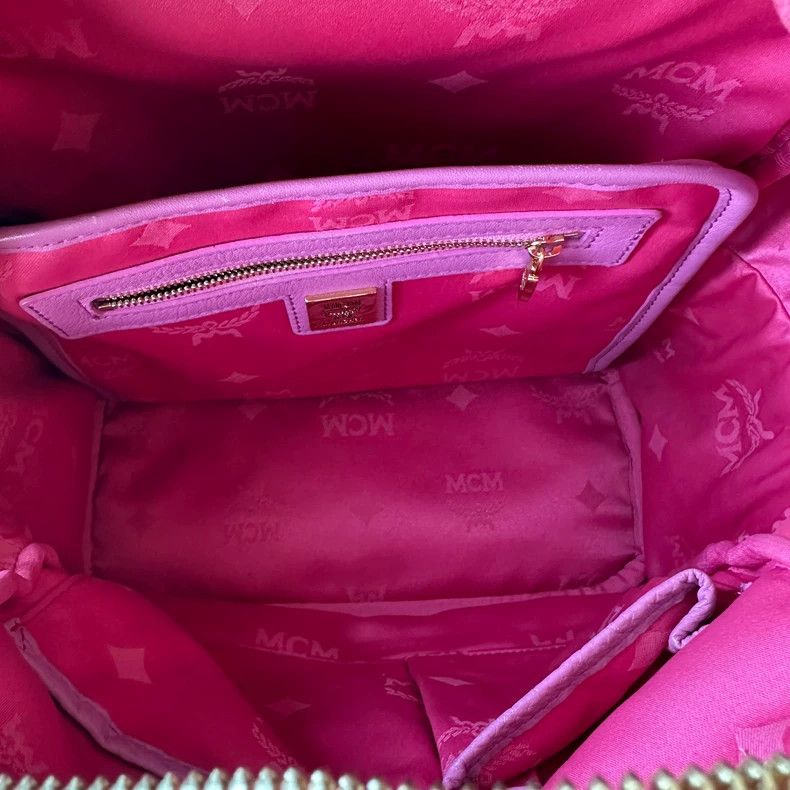 MCM MCM Stark Visetos Pink Leather Backpack Size ONE SIZE - 5 Thumbnail