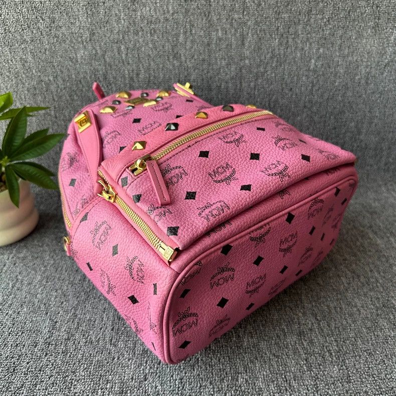 MCM MCM Stark Visetos Pink Leather Backpack Size ONE SIZE - 3 Thumbnail