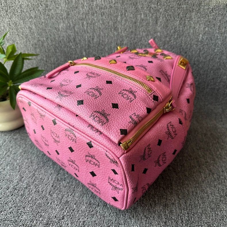 MCM MCM Stark Visetos Pink Leather Backpack Size ONE SIZE - 4 Thumbnail