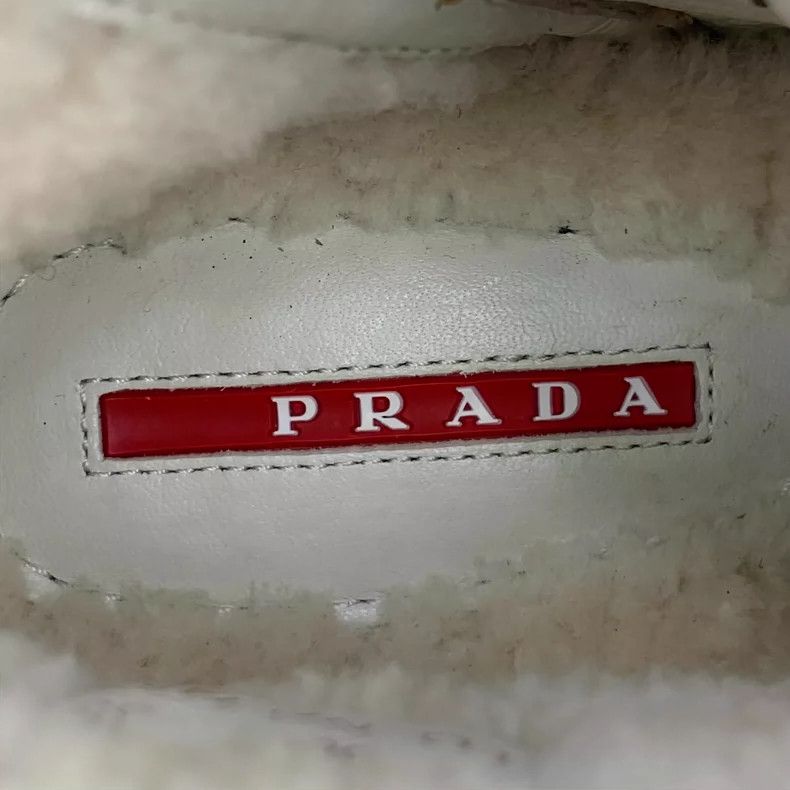 Prada Prada Gray Brown Cotton Fur Sneakers Size US 5.5 / EU 38 - 7 Thumbnail