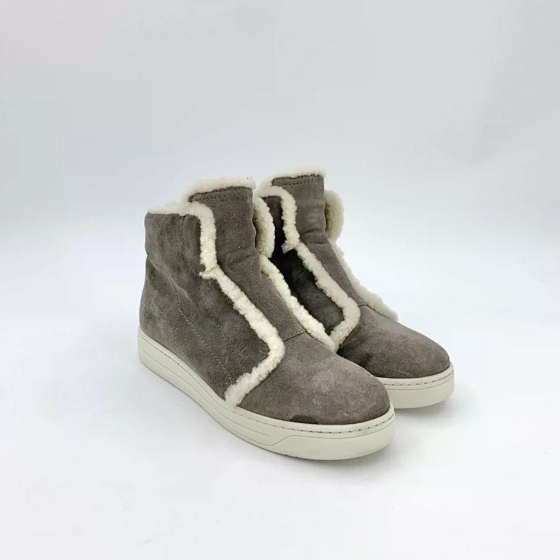 Prada Prada Gray Brown Cotton Fur Sneakers Size US 5.5 / EU 38 - 2 Thumbnail