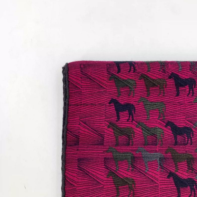 Hermes Hermes Pink Horse Print Cashmere Scarf Size ONE SIZE - 2 Thumbnail