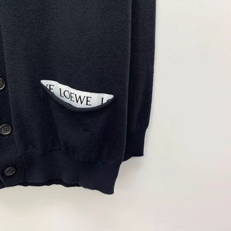 Loewe Loewe Black Logo Wool V-Neck Cardigan Size US S / EU 44-46 / 1 - 4 Thumbnail