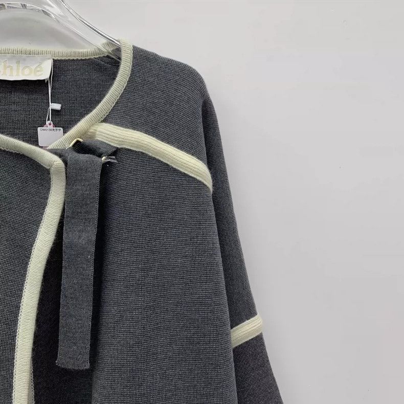 Chloe Gray Wool Long Sleeve Cape Coat XS Size US XS / EU 42 / 0 - 3 Thumbnail