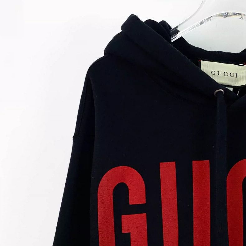 Gucci Gucci Black Letter Print Hooded Sweatshirt Size US M / EU 48-50 / 2 - 3 Thumbnail