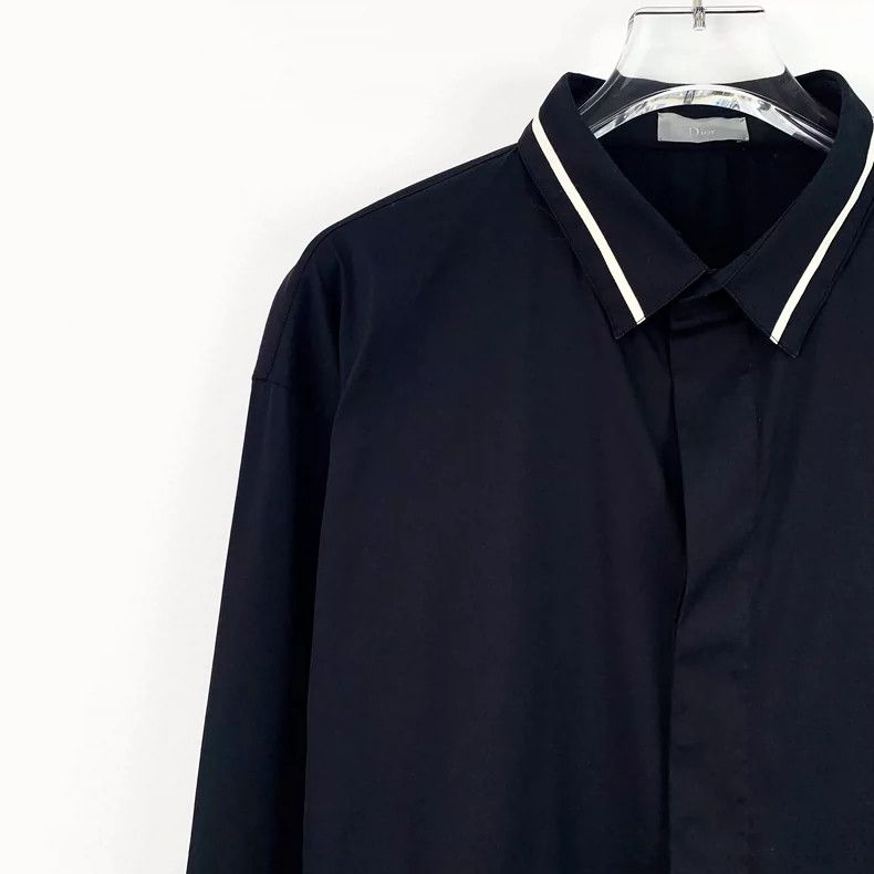 Dior Black Cotton Long Sleeve Shirt with Embroidery Size US L / EU 52-54 / 3 - 3 Thumbnail