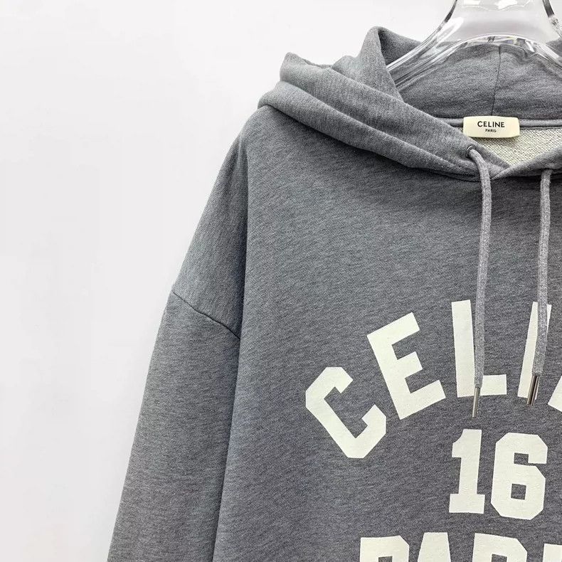 Celine Celine Gray Logo Print Hooded Sweatshirt Size US S / EU 44-46 / 1 - 3 Thumbnail