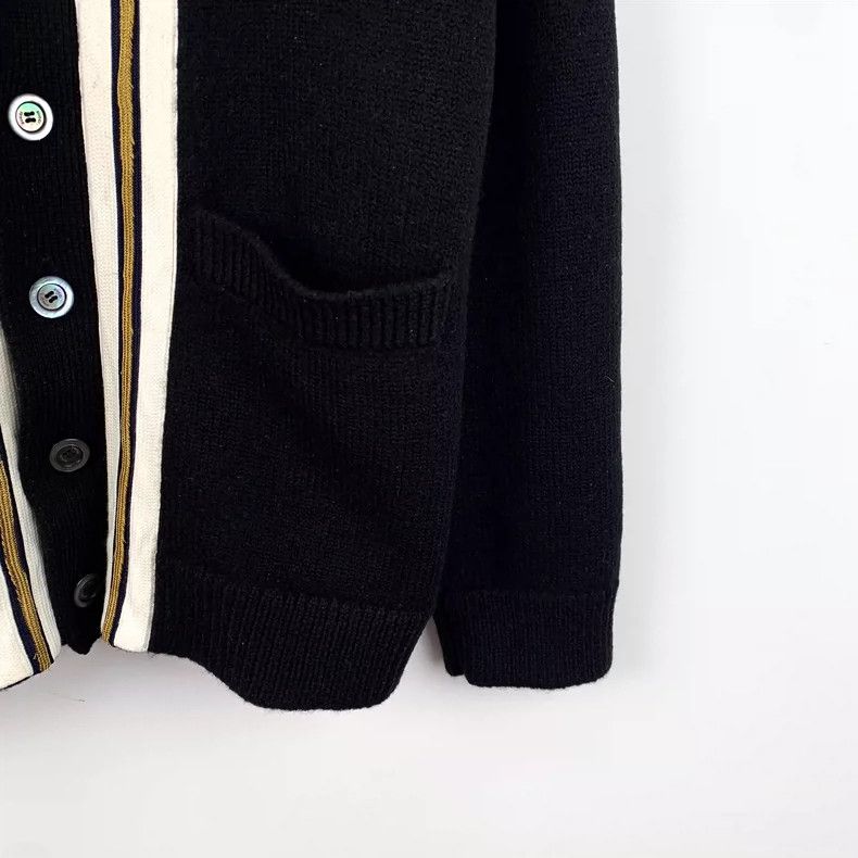 Gucci Gucci Black Striped Wool Cardigan with Bee Size US S / EU 44-46 / 1 - 4 Thumbnail