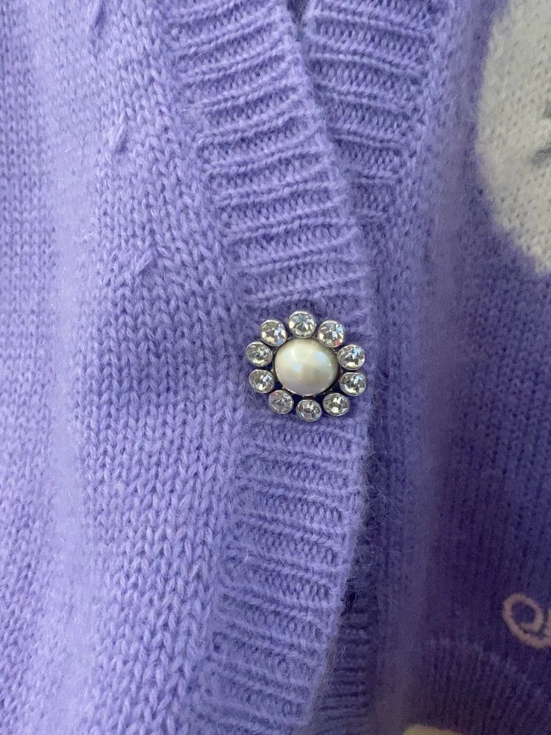 Moncler Purple Soft Cardigan with Cat Design Size US M / EU 48-50 / 2 - 3 Thumbnail