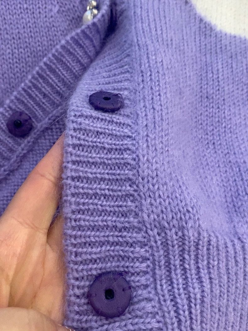 Moncler Purple Soft Cardigan with Cat Design Size US M / EU 48-50 / 2 - 8 Thumbnail