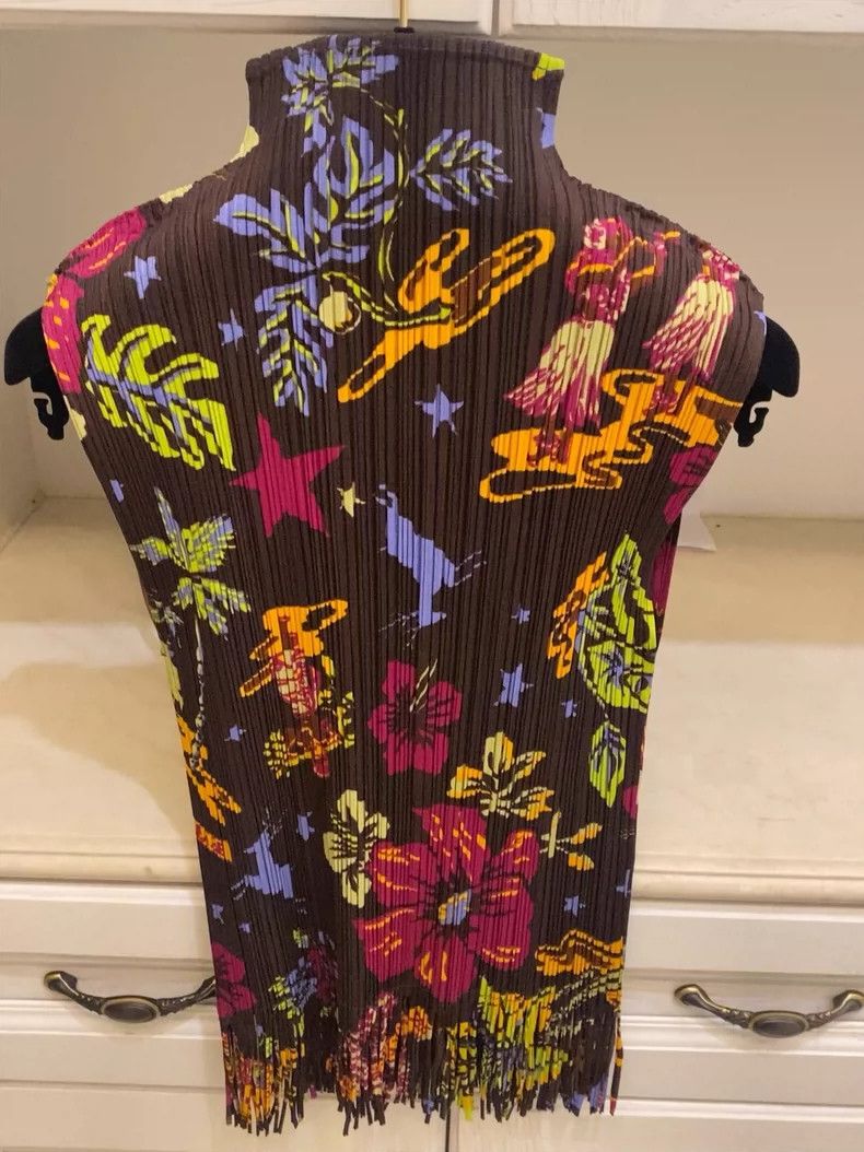 Issey Miyake Floral Pattern High Neck Sleeveless Top Size US M / EU 48-50 / 2 - 4 Thumbnail