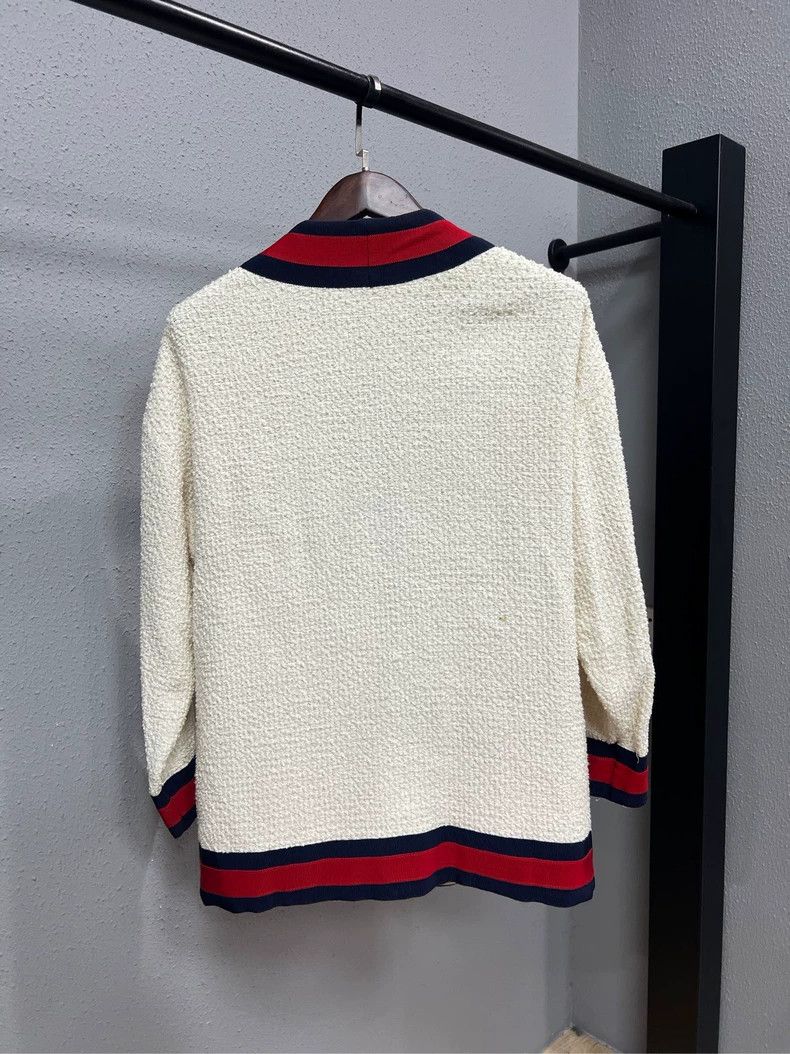 Gucci Gucci Red White Striped Tweed Cardigan Size US S / EU 44-46 / 1 - 2 Thumbnail