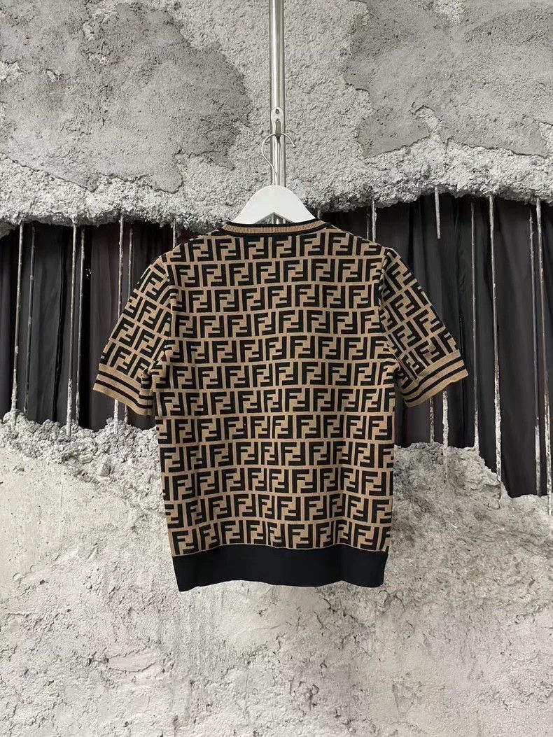 Fendi Fendi Brown Logo Print Short Sleeve Knit Top Size US M / EU 48-50 / 2 - 2 Thumbnail