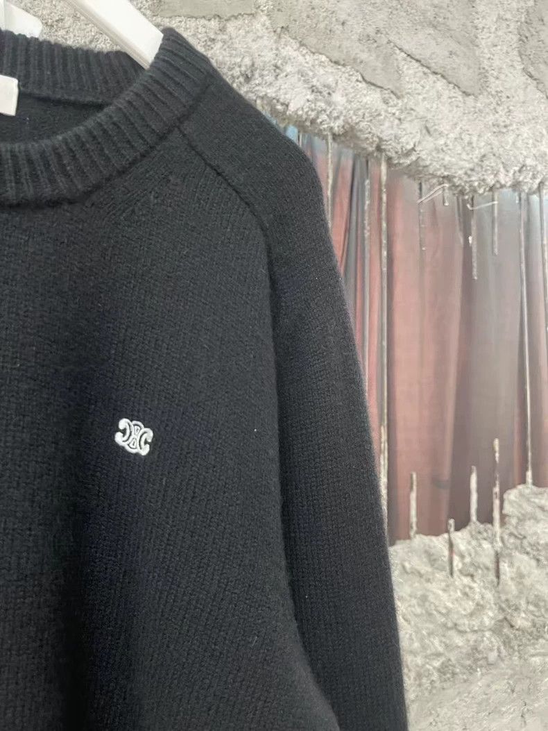 Celine Celine Black Embroidered Sweater with Logo Size US L / EU 52-54 / 3 - 5 Thumbnail