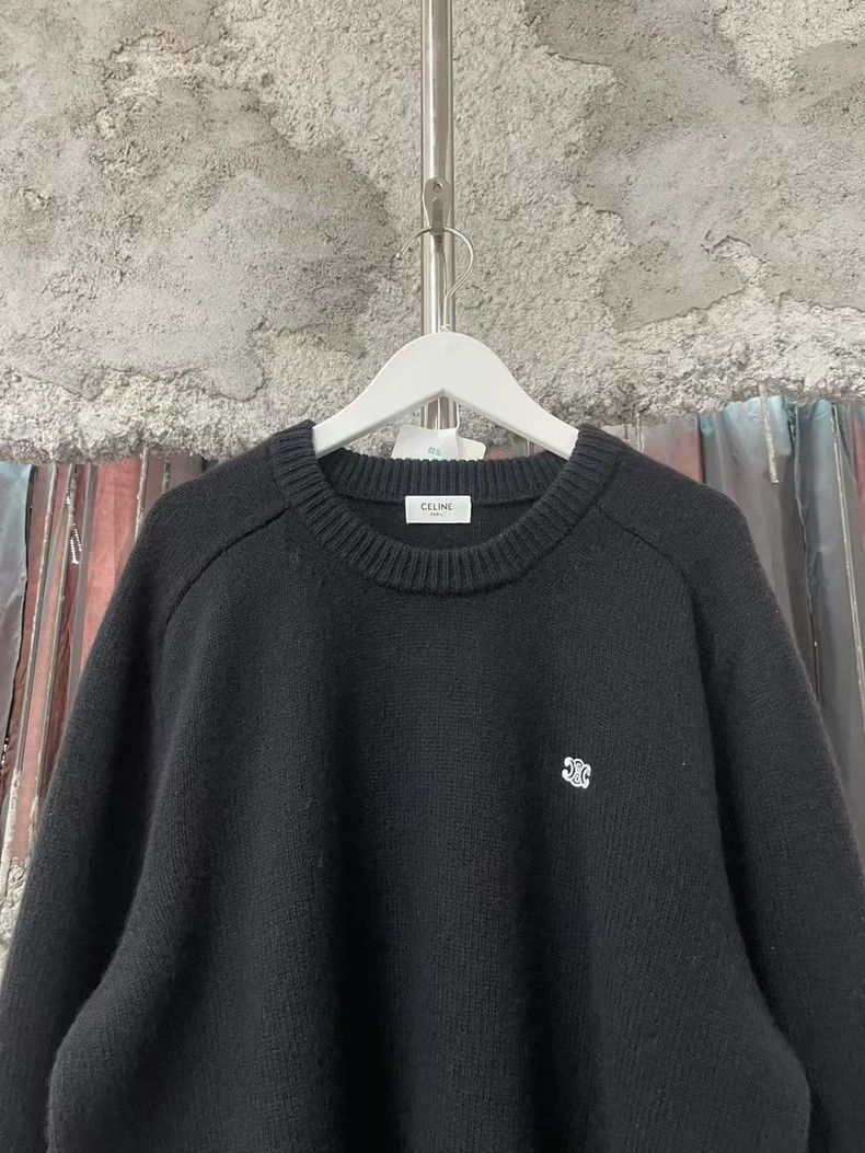 Celine Celine Black Embroidered Sweater with Logo Size US L / EU 52-54 / 3 - 3 Thumbnail