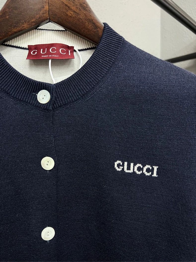Gucci Gucci Blue Logo Knitted Cardigan M Size Size US M / EU 48-50 / 2 - 3 Thumbnail