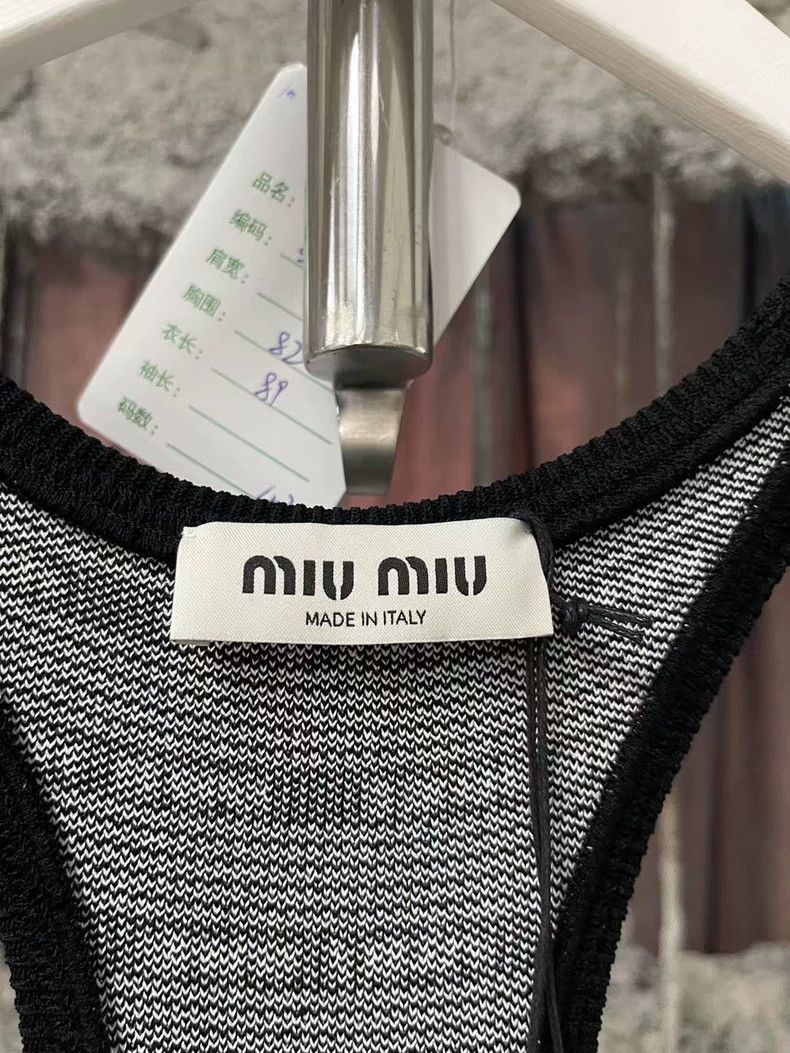 Prada MiuMiu Black and White Striped Tank Dress Size US M / EU 48-50 / 2 - 5 Thumbnail