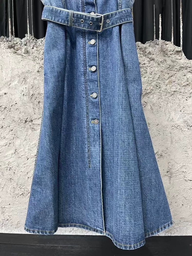 Dior Dior Denim Overall Skirt with Belt Size US 38 / EU 54 - 4 Thumbnail