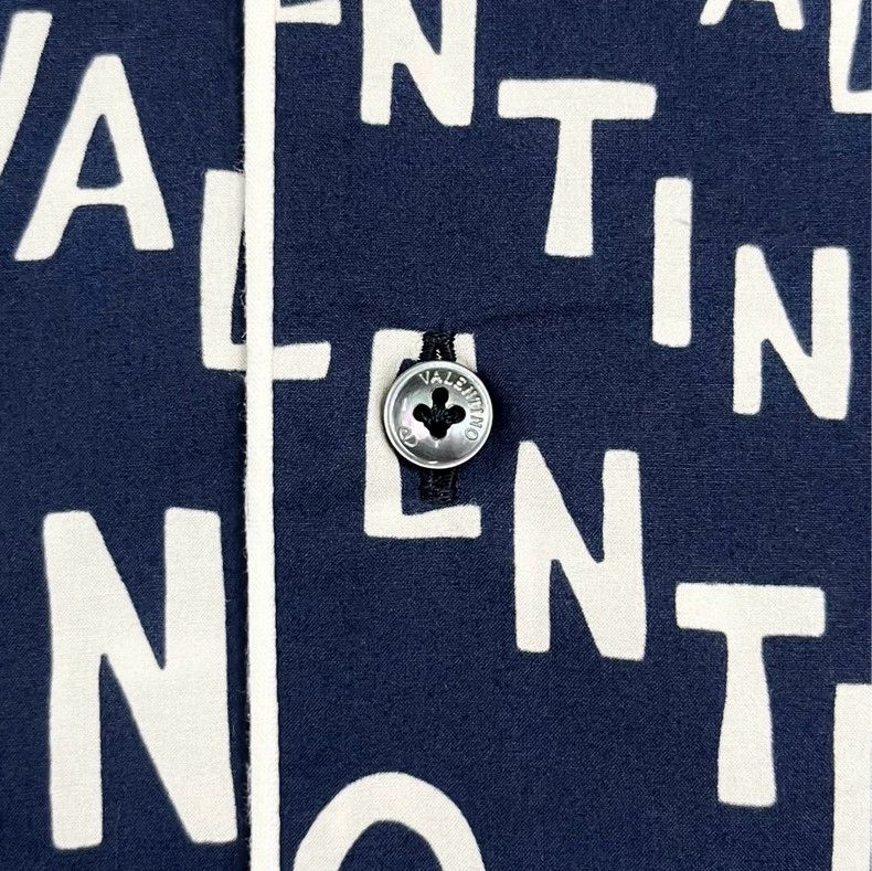 Valentino Valentino Navy Blue Graphic Print Short Sleeve Shirt Size US M / EU 48-50 / 2 - 5 Thumbnail