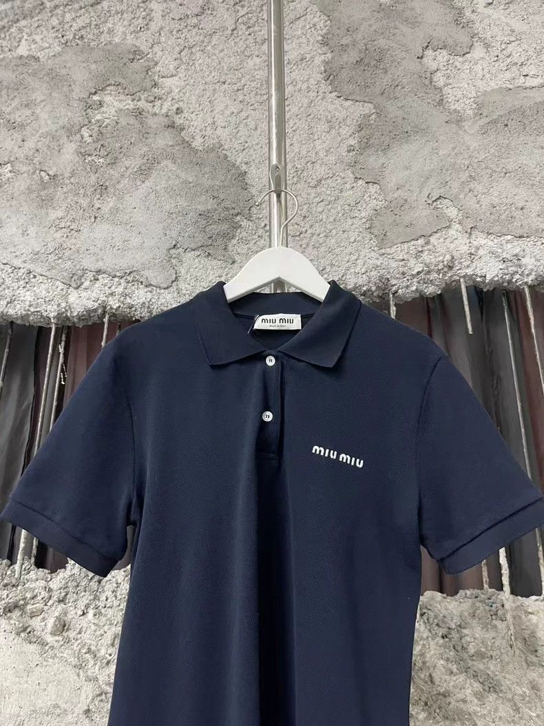 Prada Miu Miu New Navy Blue Short Sleeve Polo Dress Size US M / EU 48-50 / 2 - 3 Thumbnail